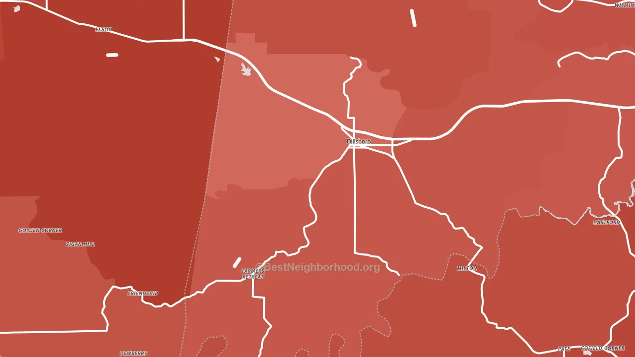 Dillsboro, IN block-group political-lean map