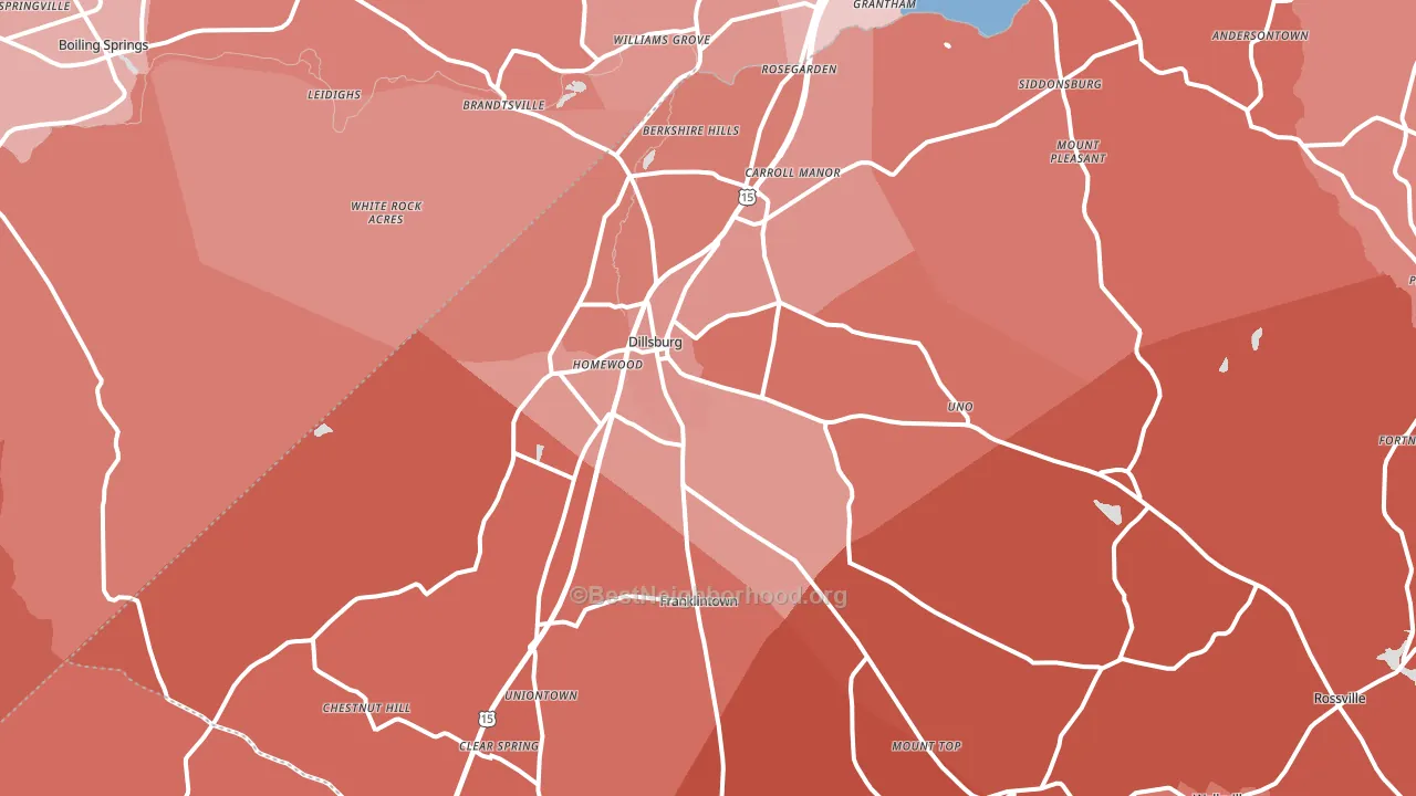 Dillsburg, PA block-group political-lean map