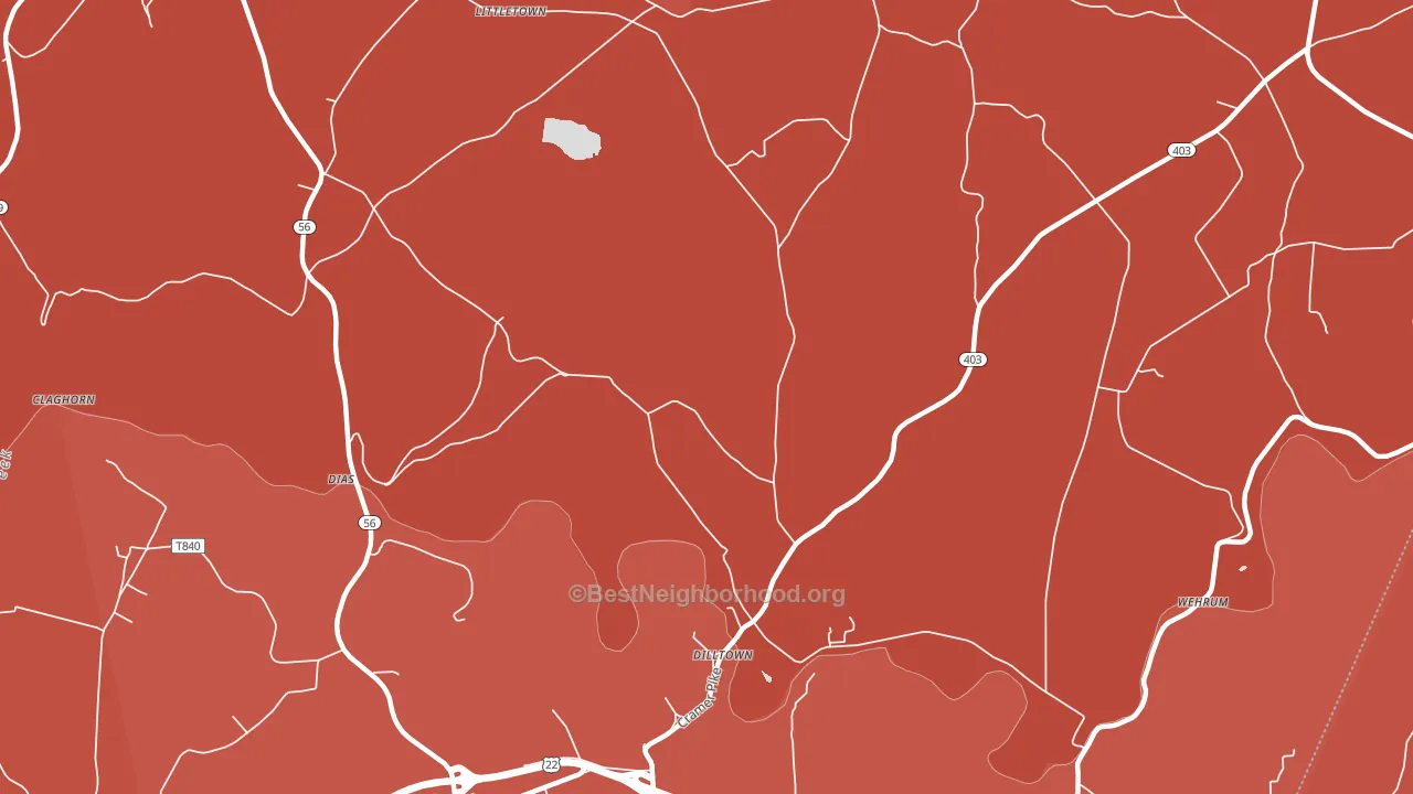 Dilltown, PA block-group political-lean map