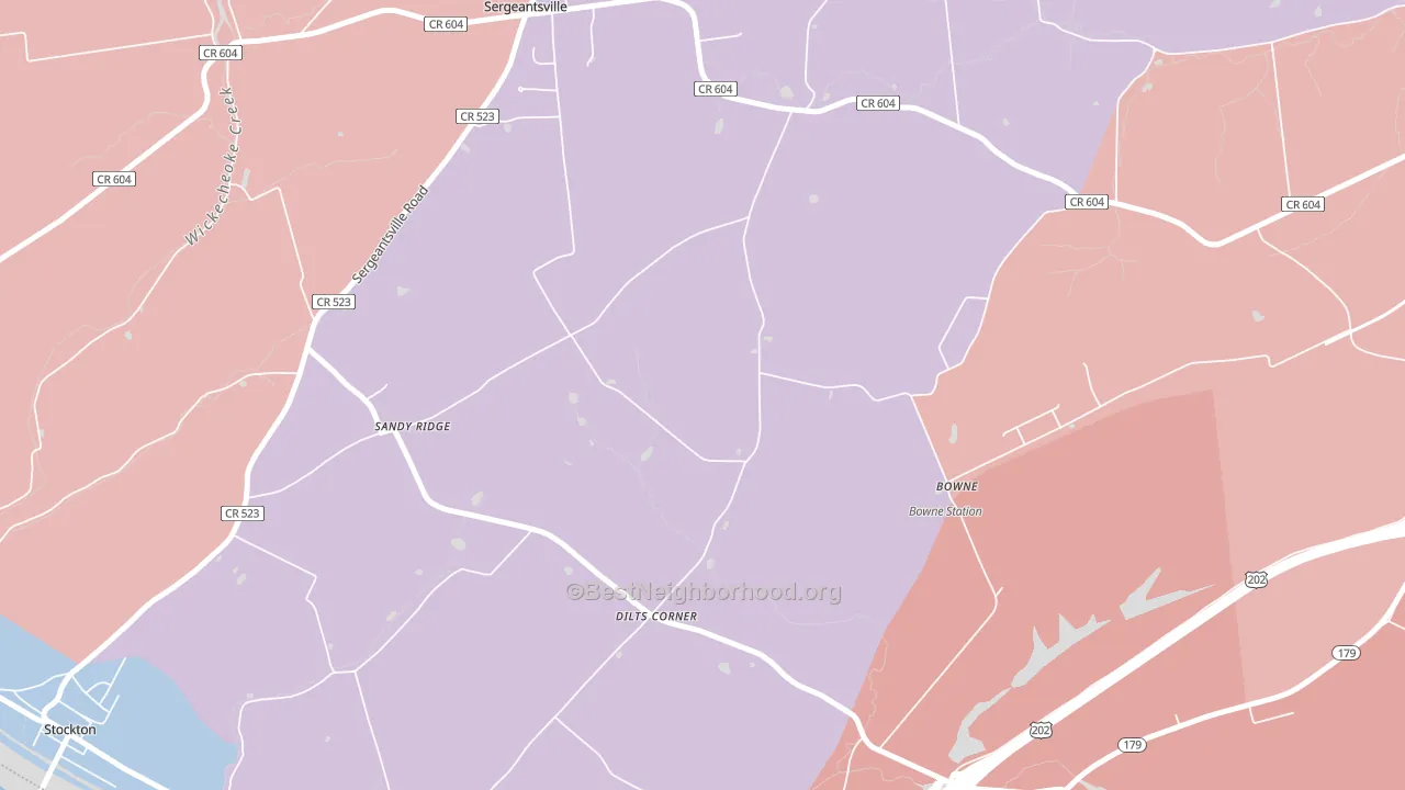 Dilts Corner, NJ block-group political-lean map
