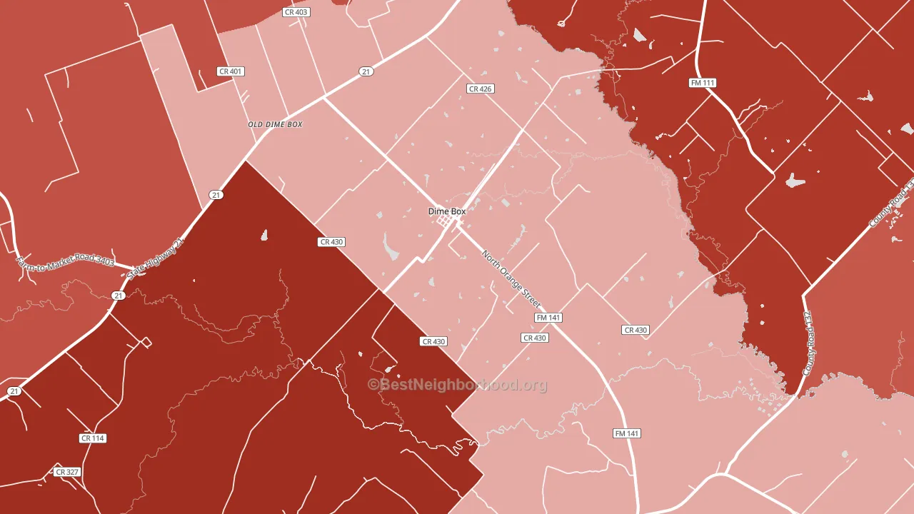 Dime Box, TX block-group political-lean map