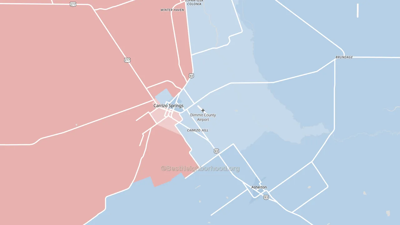Dimmit County, TX block-group political-lean map