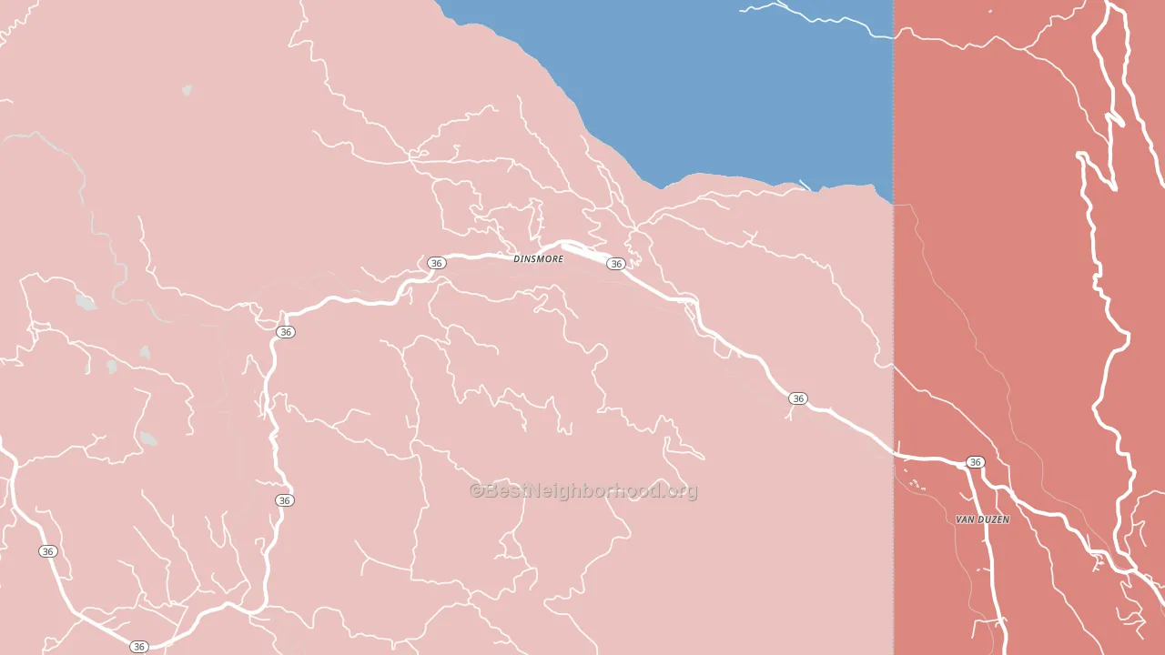 Dinsmore, CA block-group political-lean map