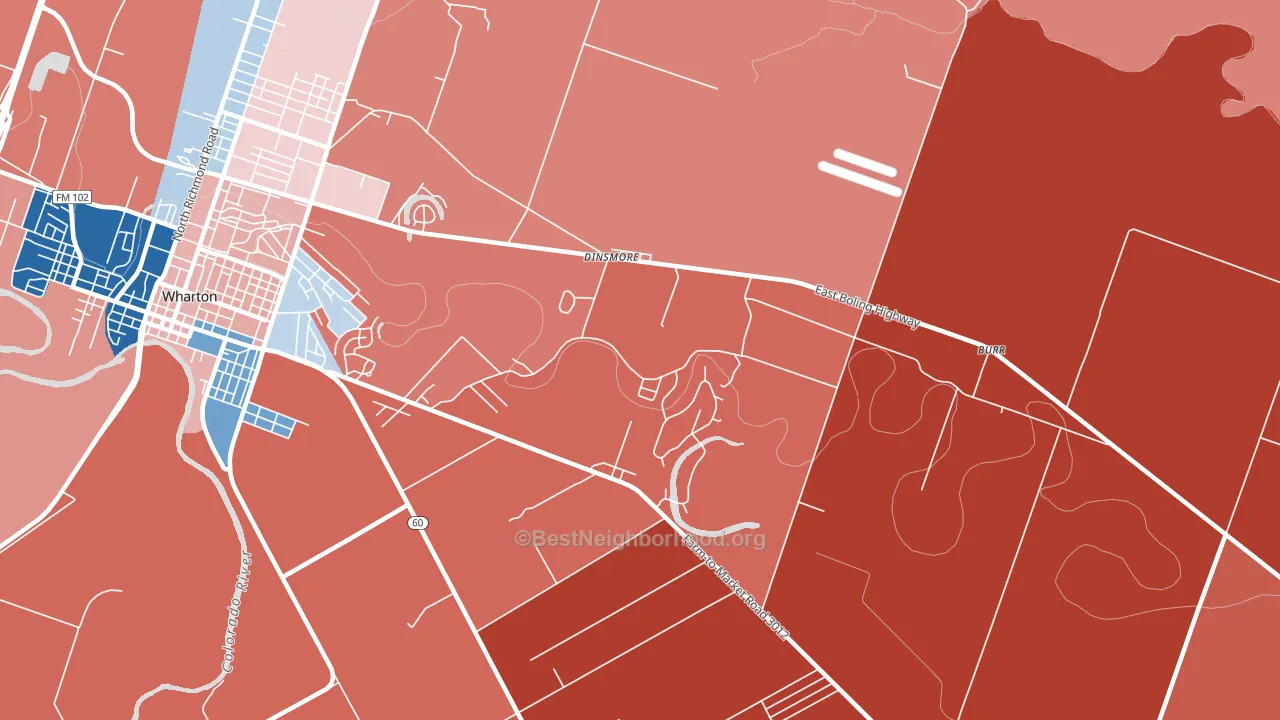 Dinsmore, TX block-group political-lean map