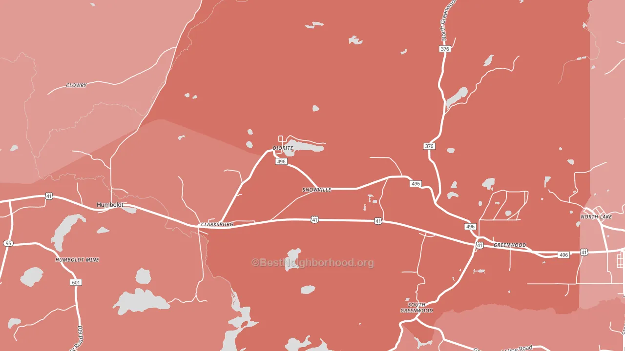 Diorite, MI block-group political-lean map