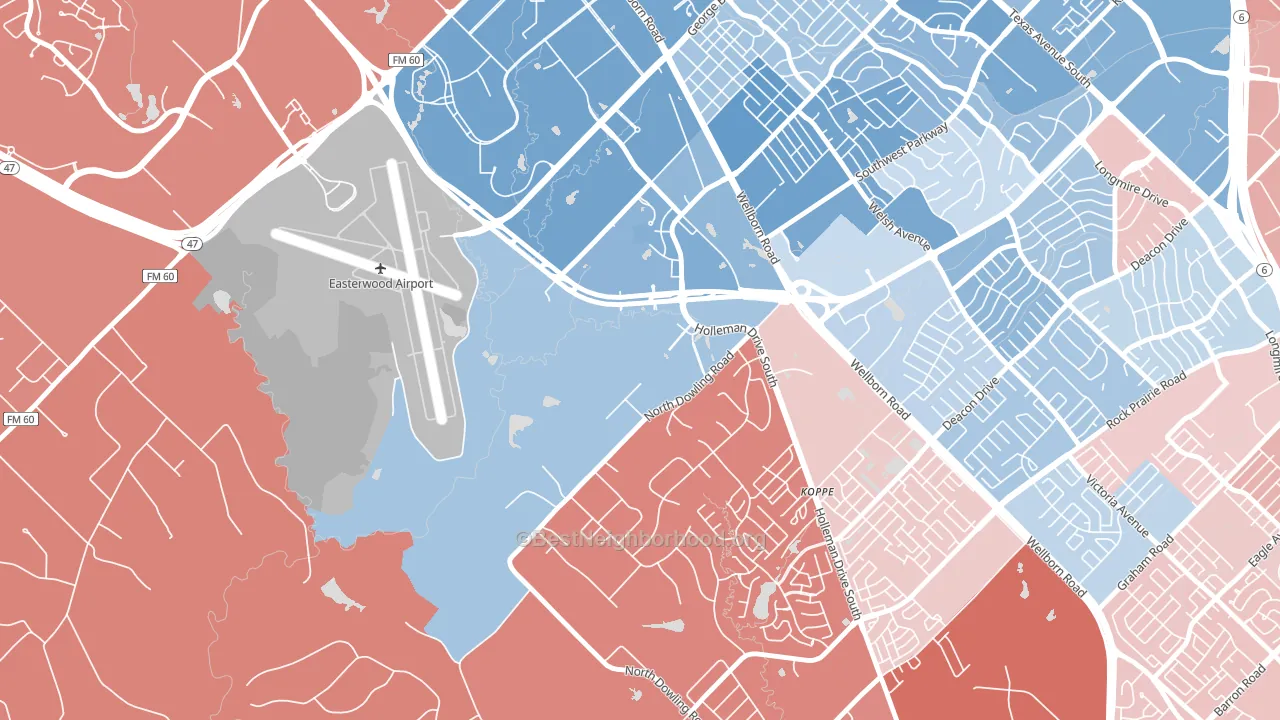 Disaster City, College Station, TX block-group political-lean map
