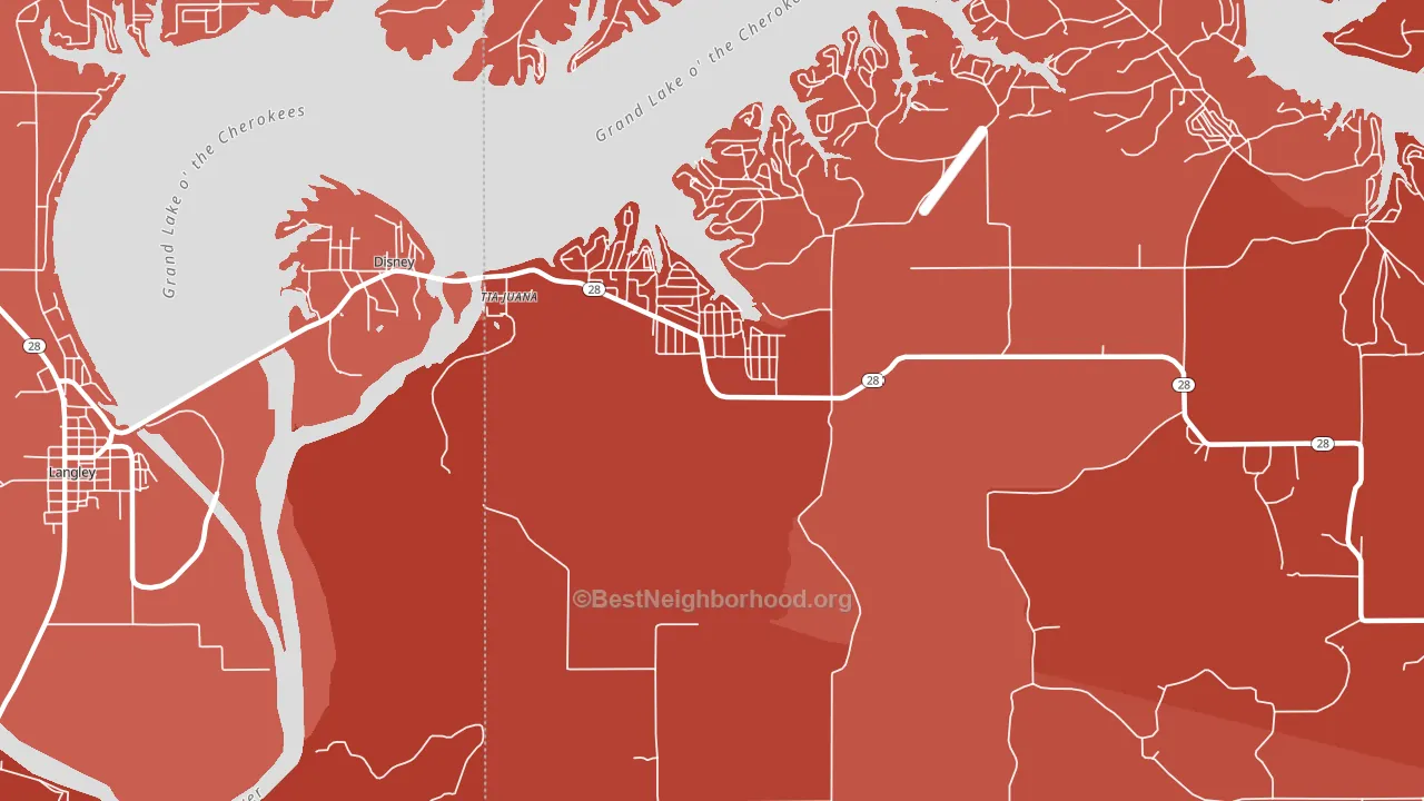 Disney, OK block-group political-lean map