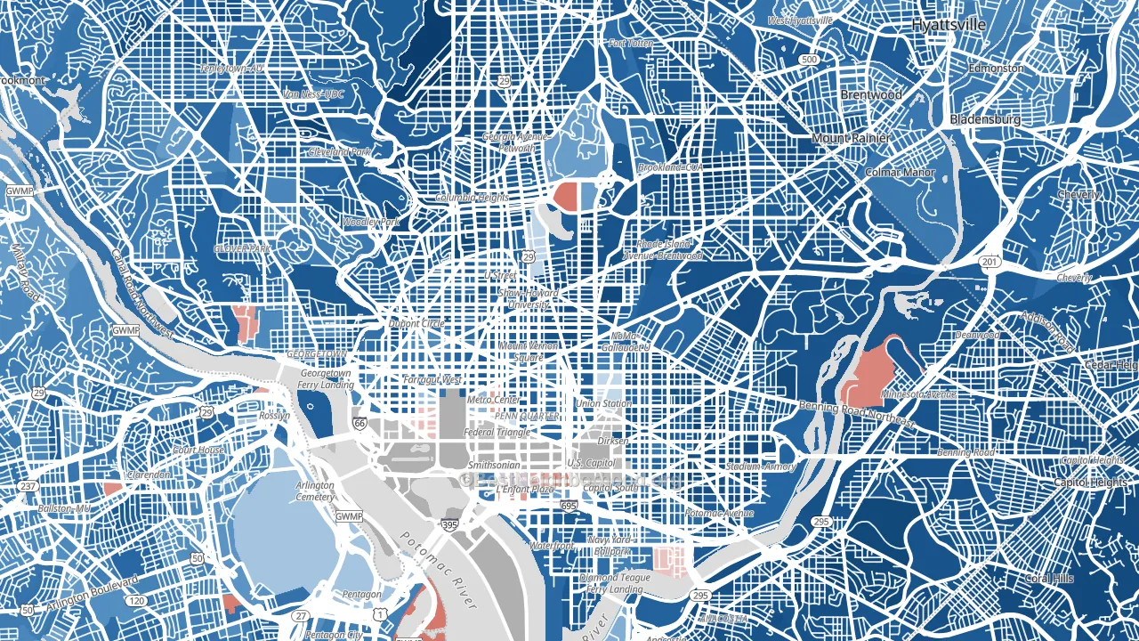 District of Columbia, DC block-group political-lean map
