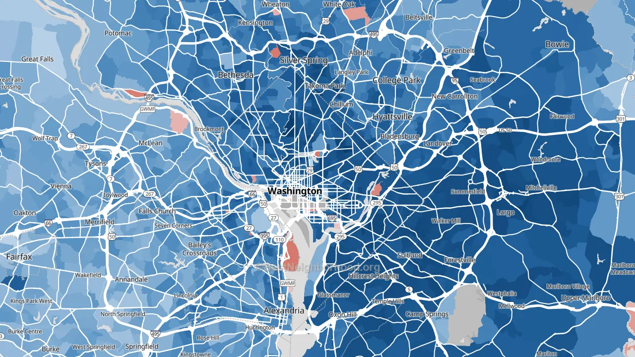 District of Columbia block-group political-lean map