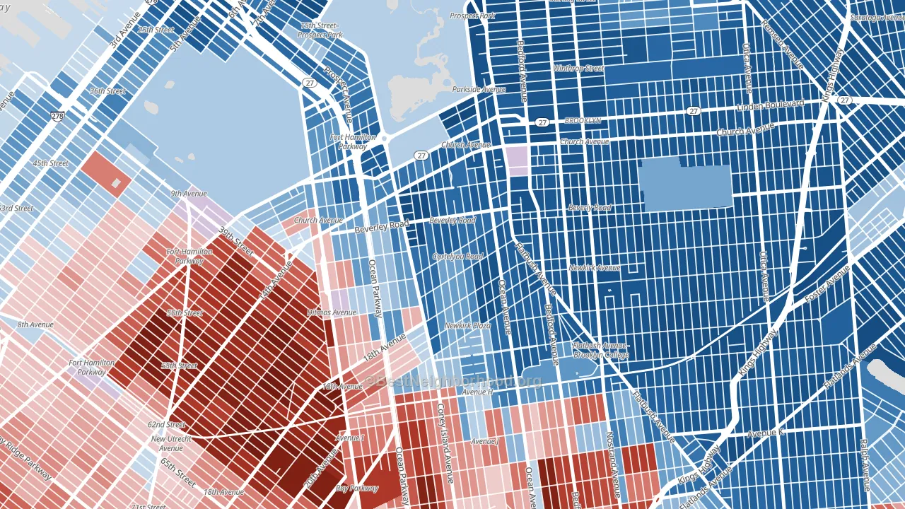 Ditmas Park, Brooklyn, NY block-group political-lean map