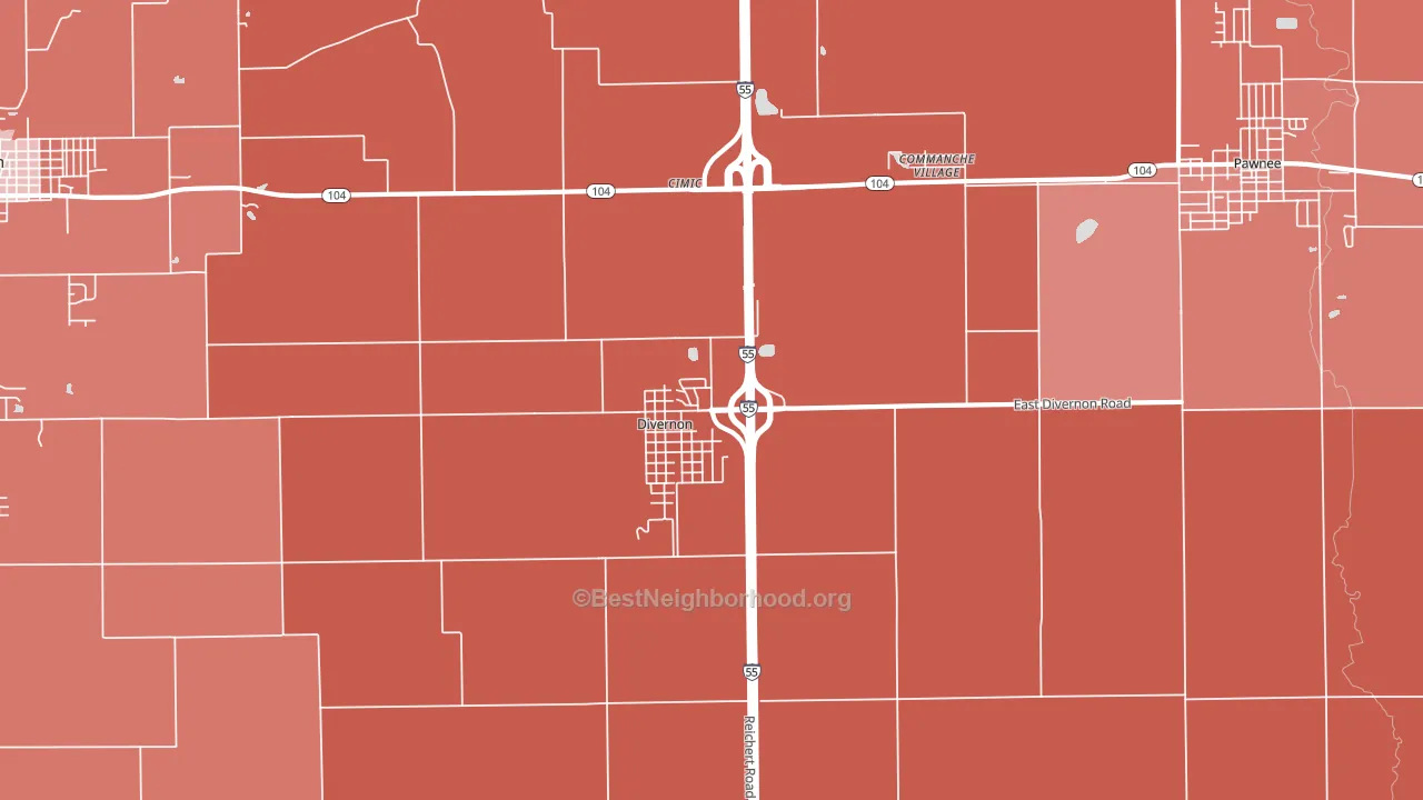 Divernon, IL block-group political-lean map
