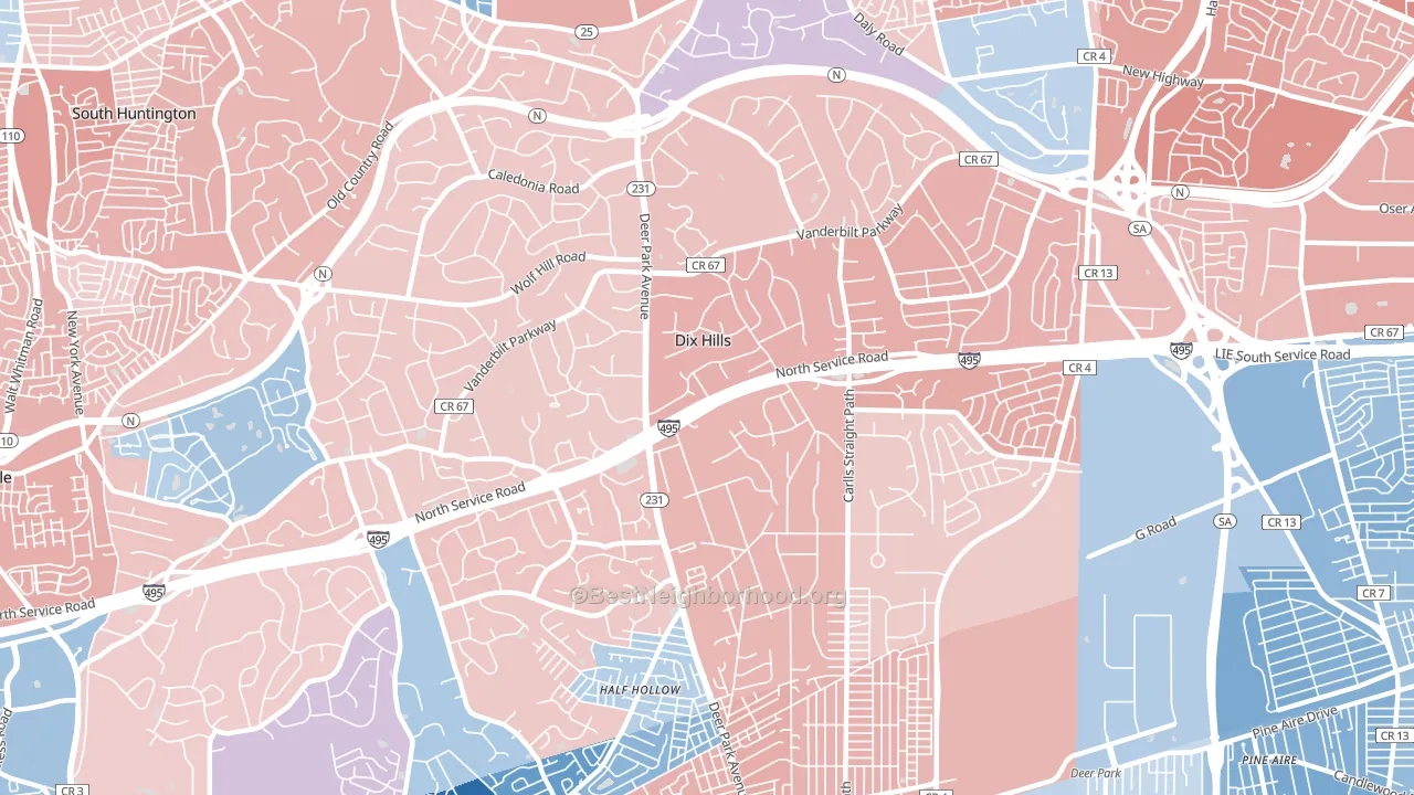 Dix Hills, NY block-group political-lean map
