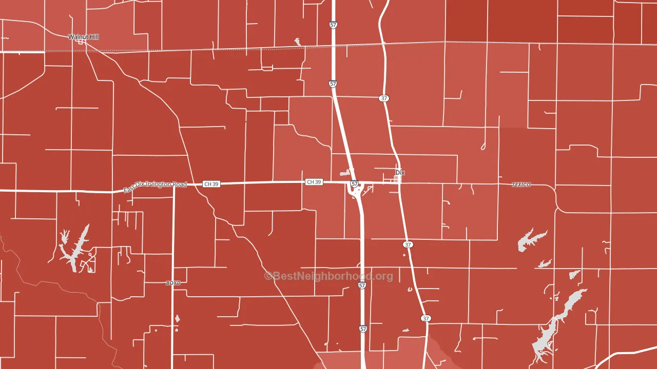 Dix, IL block-group political-lean map