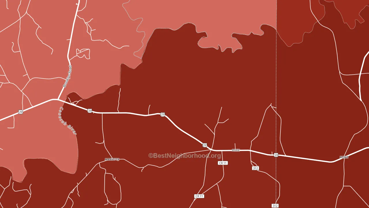 Dixie, AL block-group political-lean map
