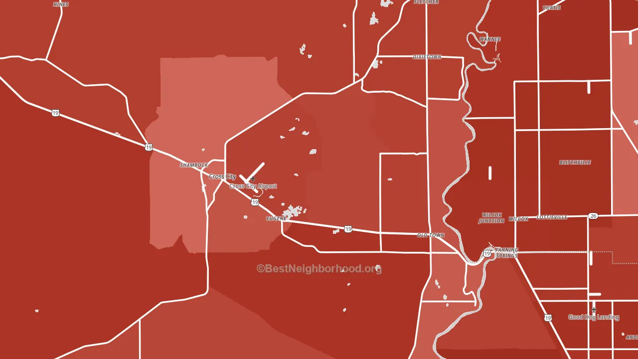 Dixie County, FL block-group political-lean map