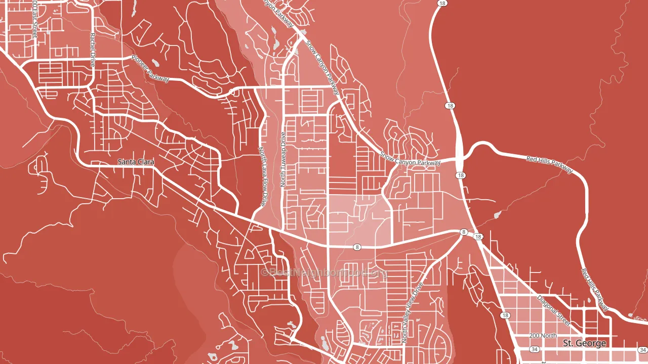 Dixie Downs, St. George, UT block-group political-lean map