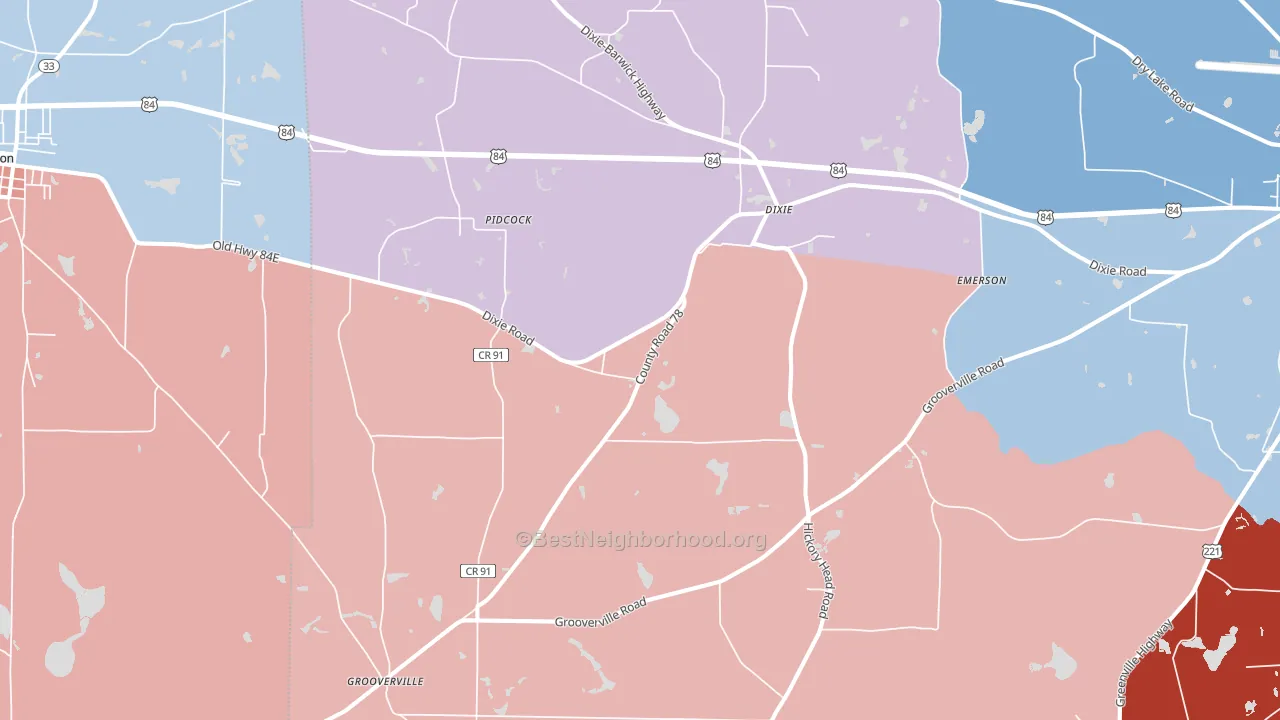Dixie, GA block-group political-lean map