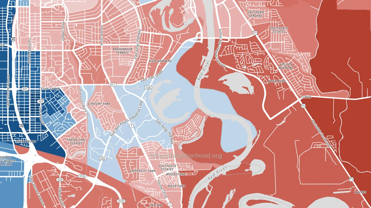 Dixie Gardens, LA block-group political-lean map