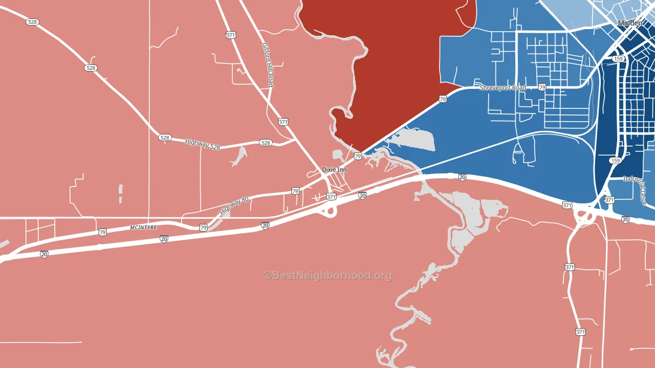Dixie Inn, LA block-group political-lean map