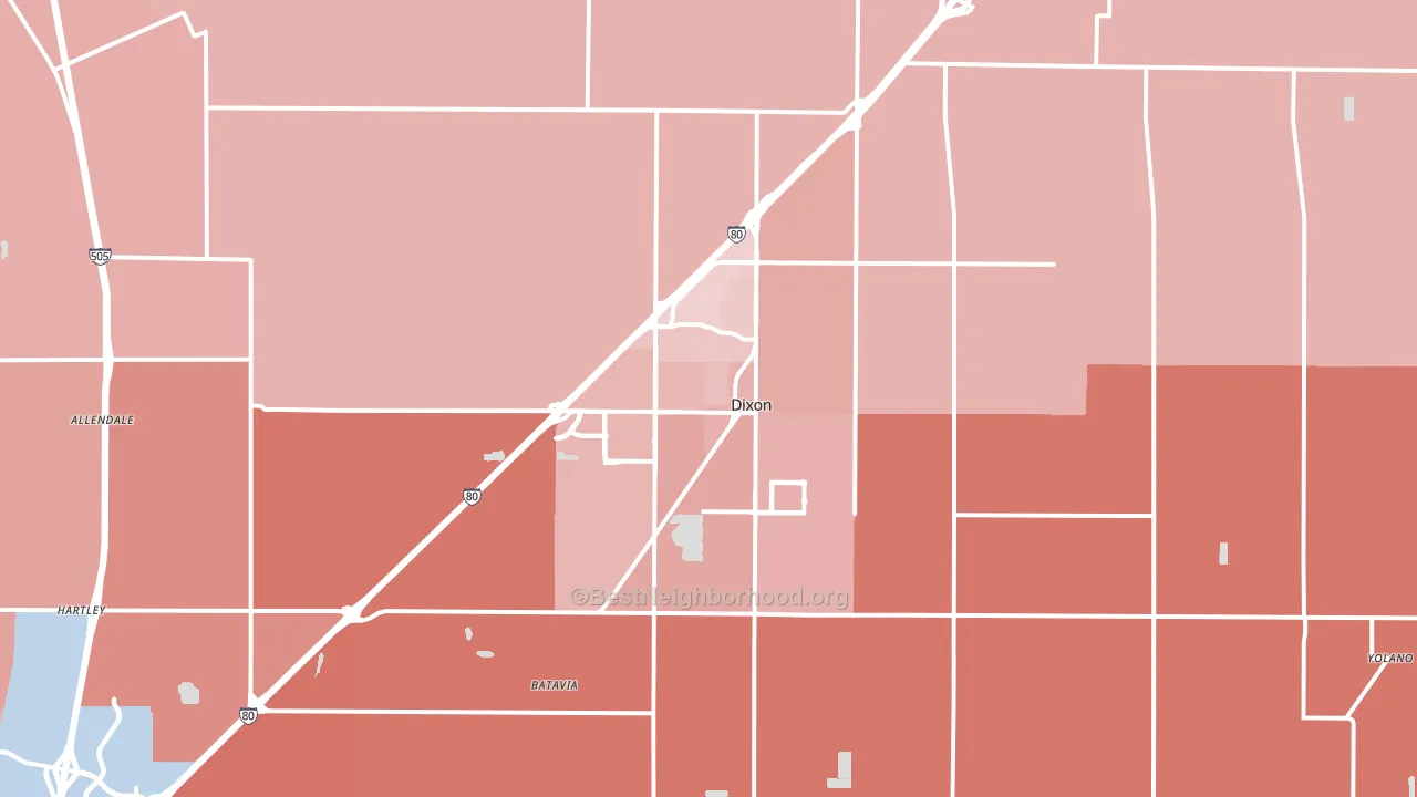 Dixon, CA block-group political-lean map