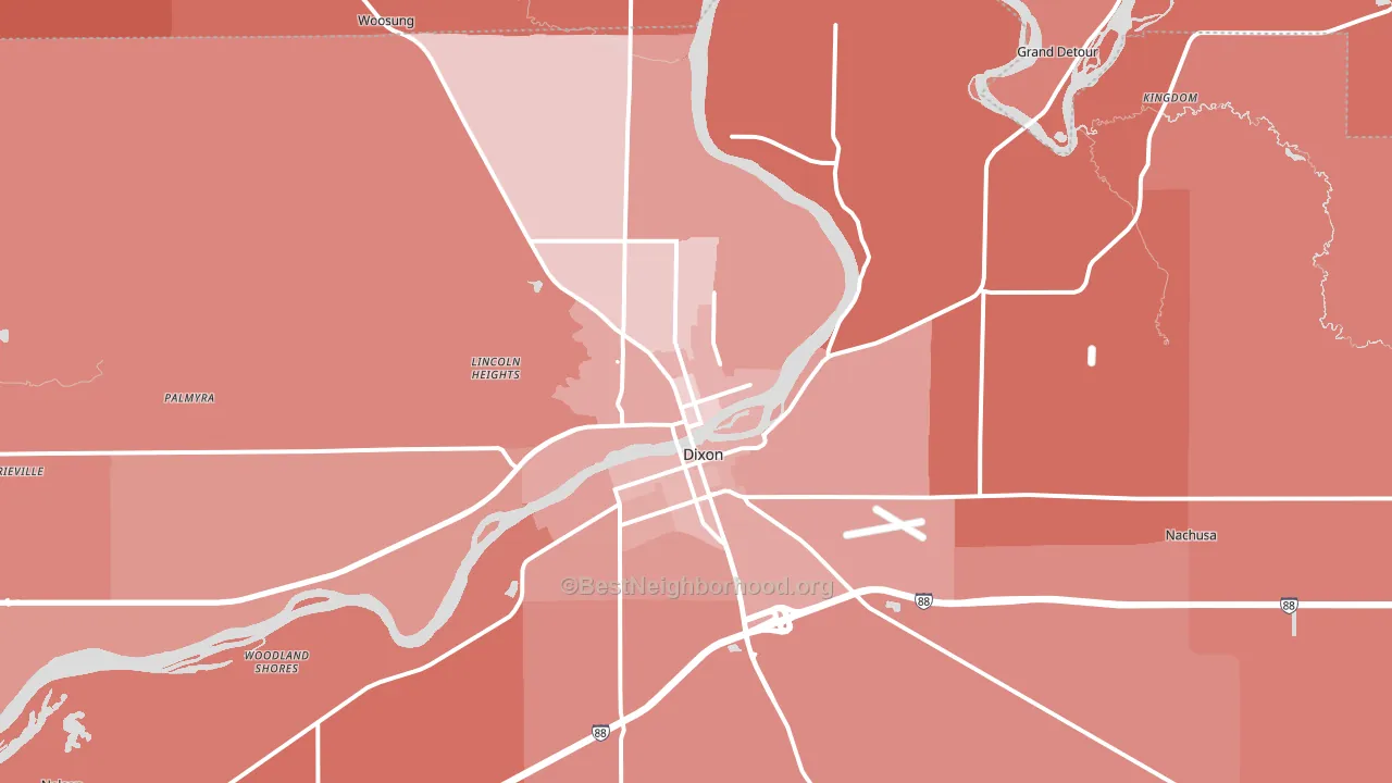 Dixon, IL block-group political-lean map
