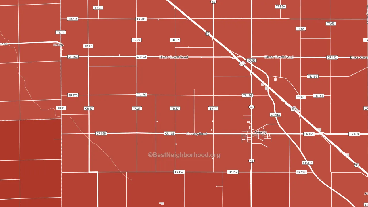Dixon, OH block-group political-lean map