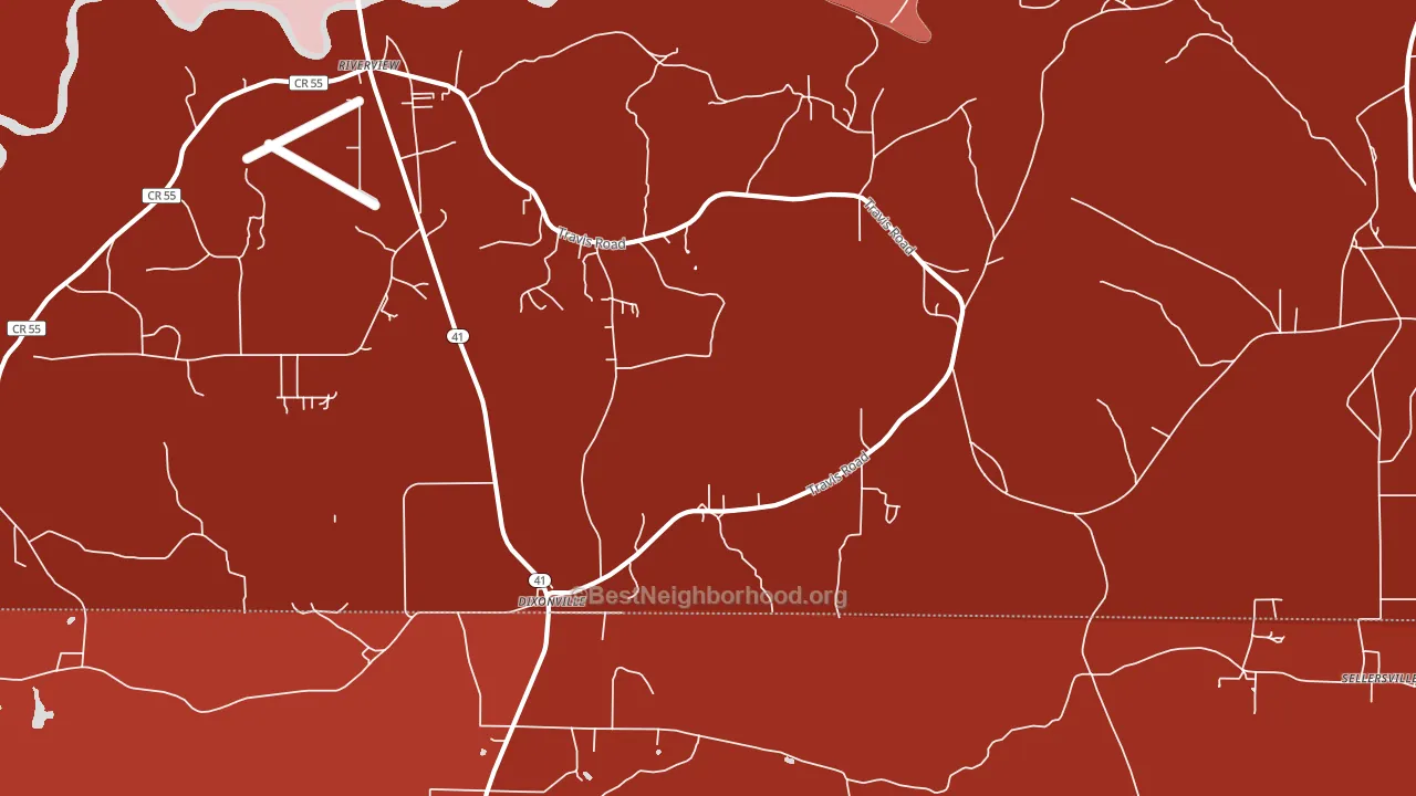 Dixonville, AL block-group political-lean map
