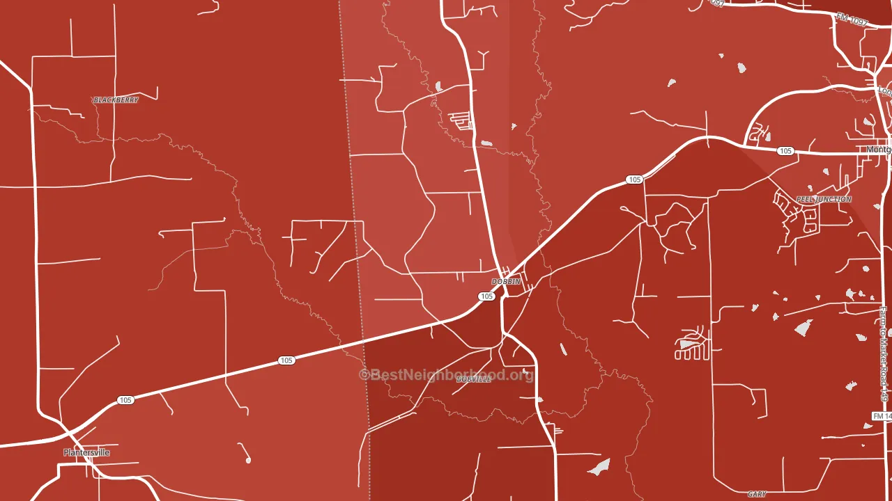 Dobbin, TX block-group political-lean map