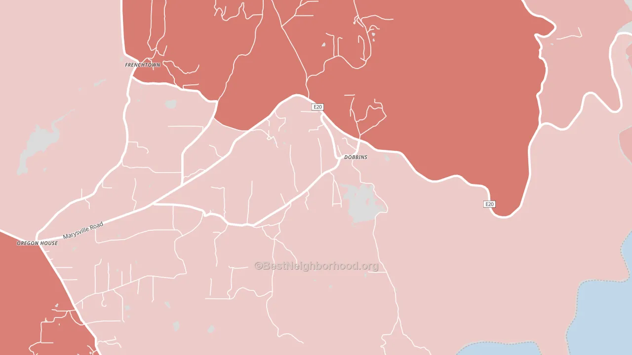 Dobbins, CA block-group political-lean map