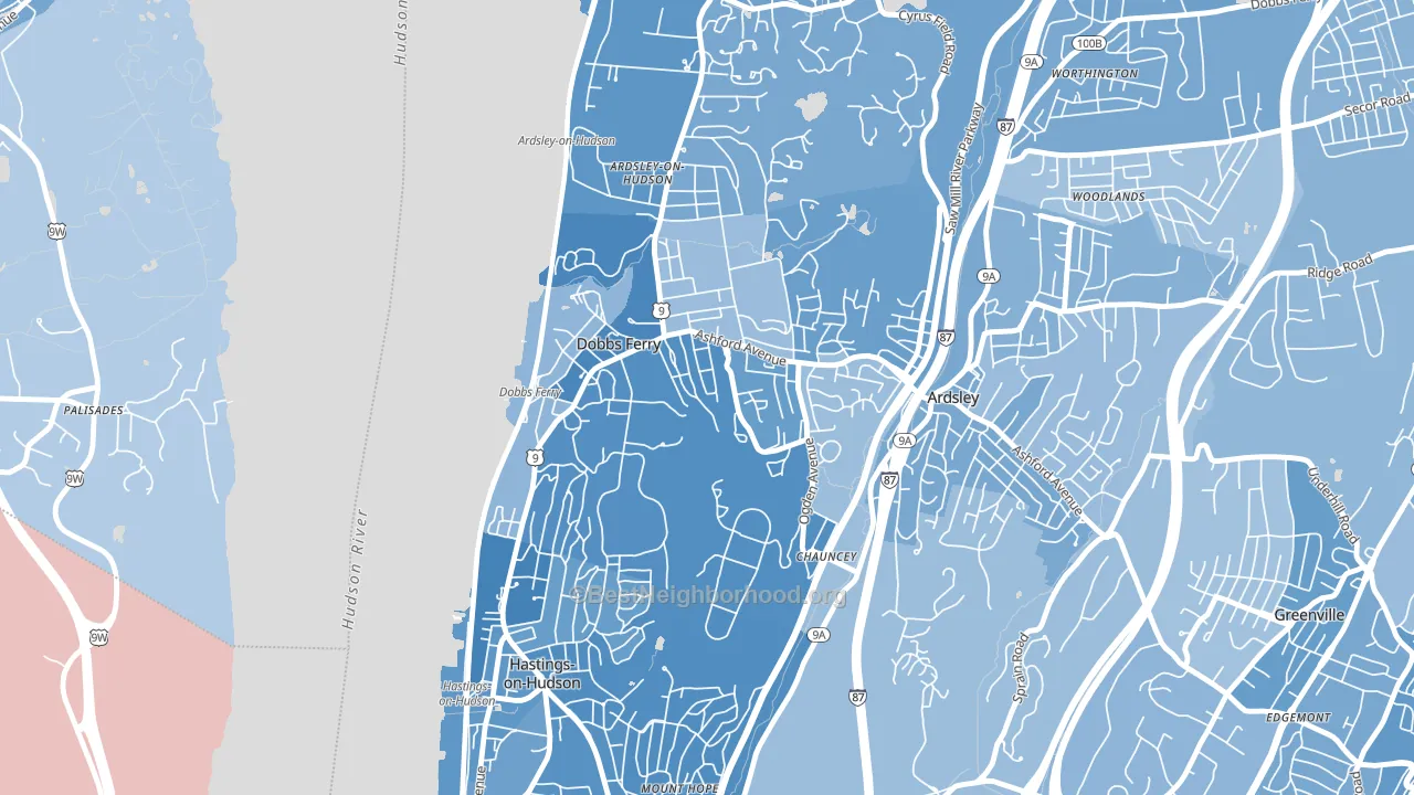 Dobbs Ferry, NY block-group political-lean map