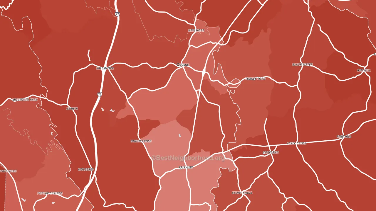 Dobson, NC block-group political-lean map