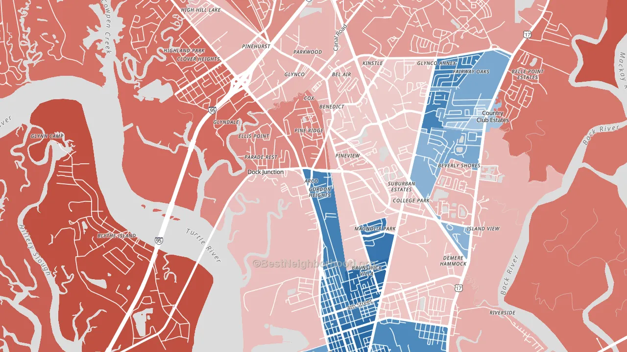 Dock Junction, GA block-group political-lean map