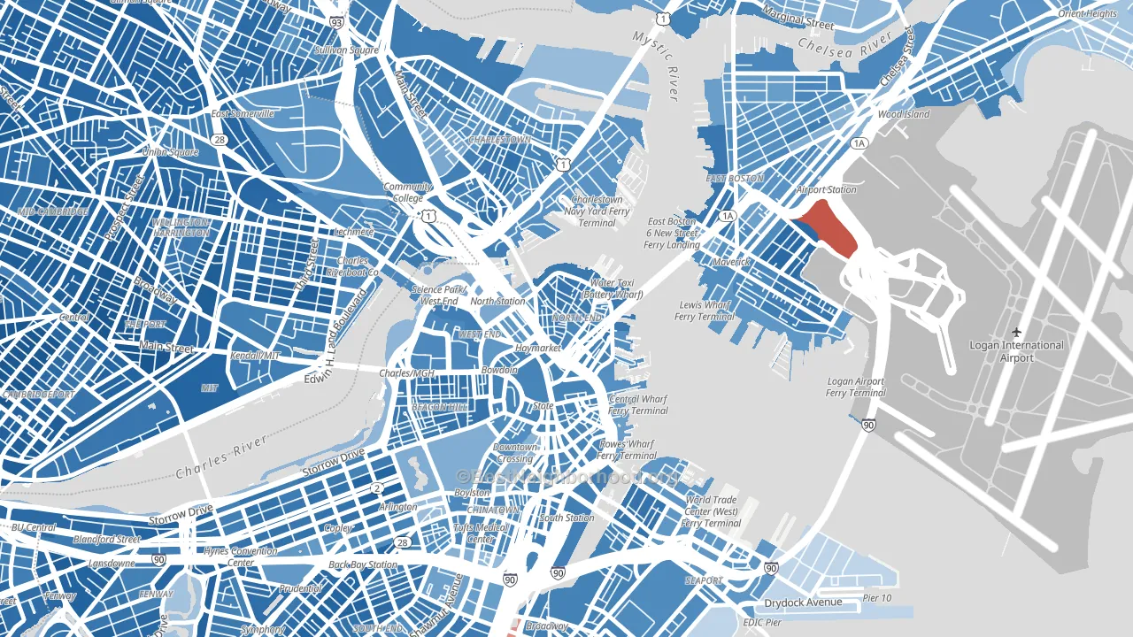 Dock Square, Boston, MA block-group political-lean map