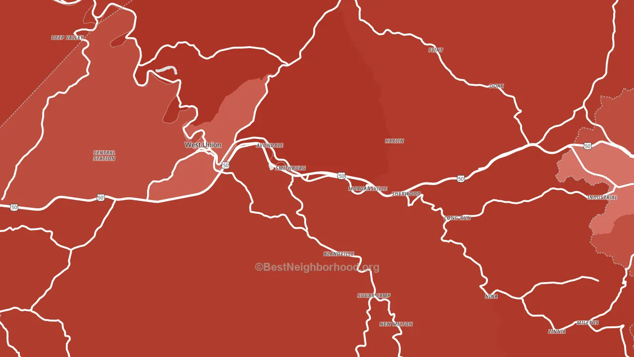 Doddridge County, WV block-group political-lean map
