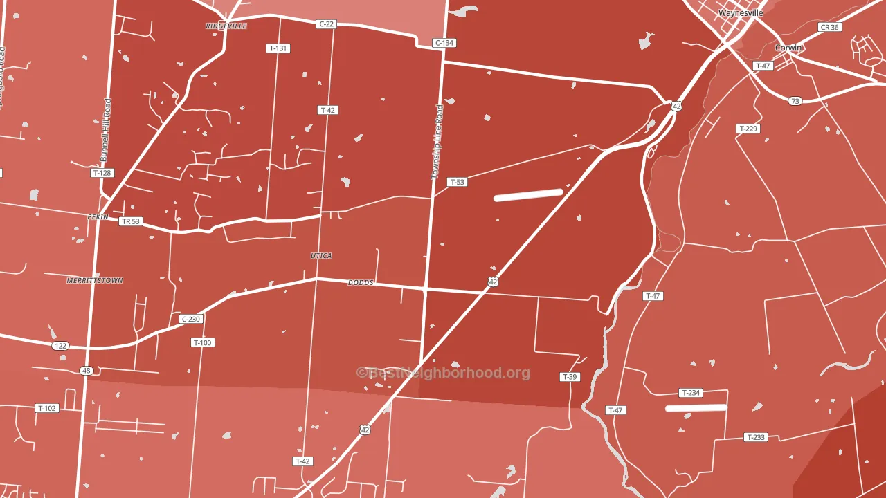 Dodds, OH block-group political-lean map