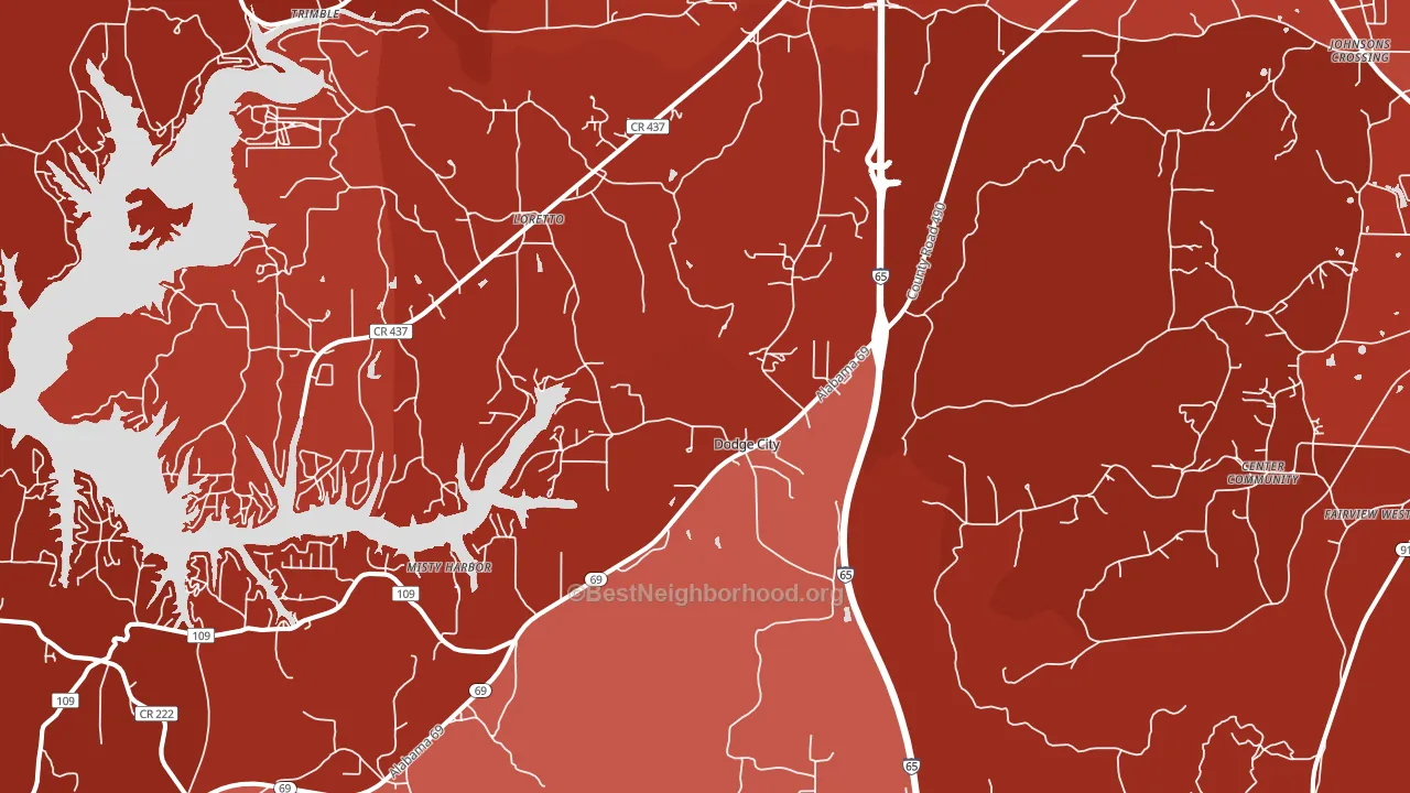 Dodge City, AL block-group political-lean map