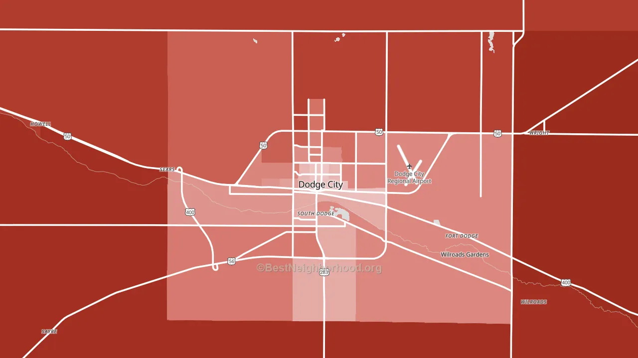 Dodge City, KS block-group political-lean map