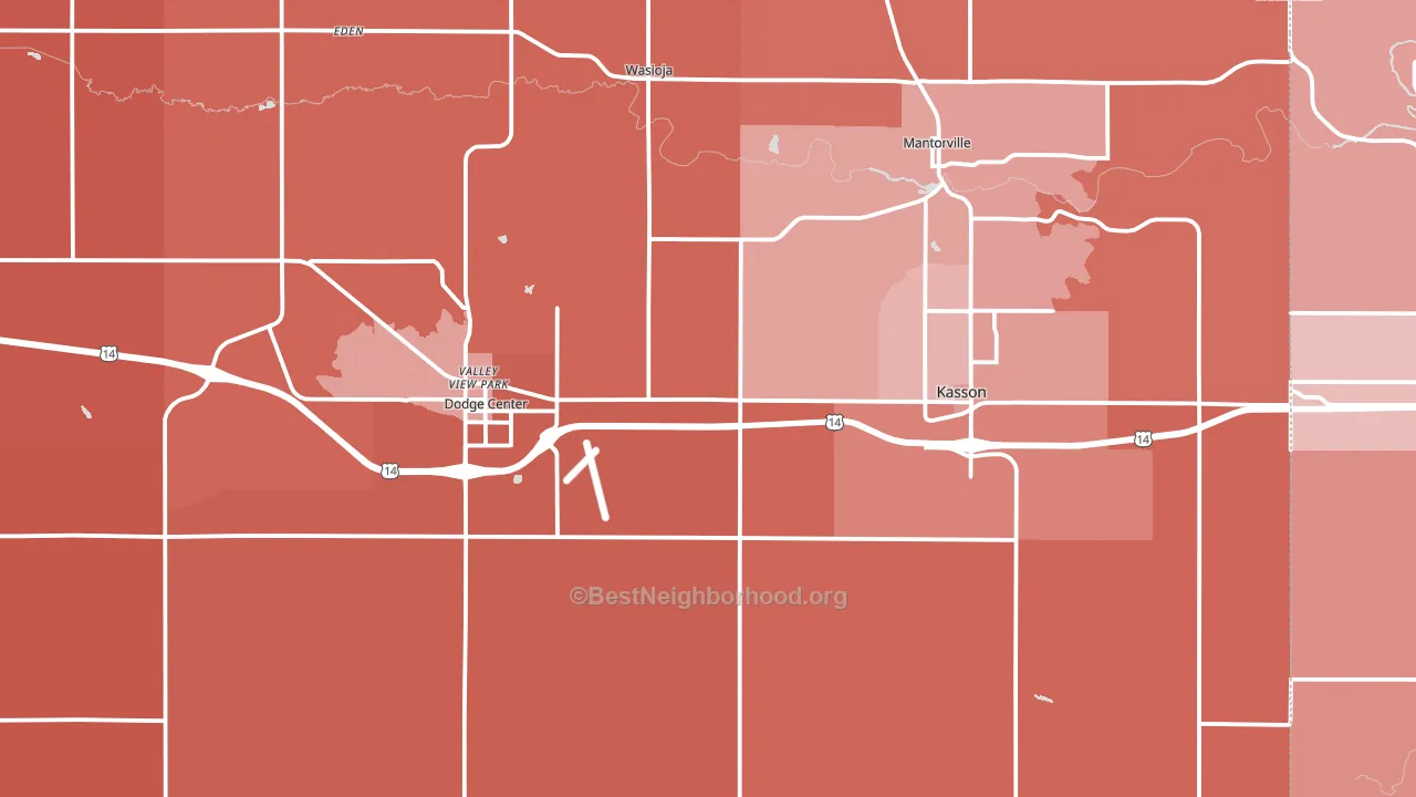 Dodge County, MN block-group political-lean map