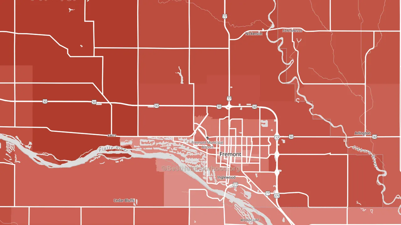 Dodge County, NE block-group political-lean map