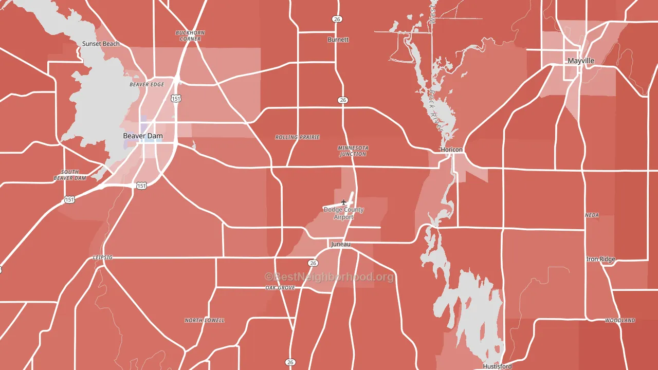 Dodge County, WI block-group political-lean map