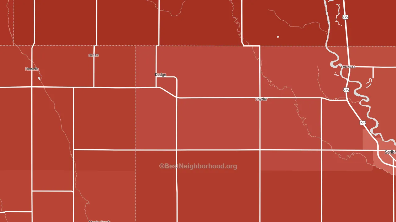 Dodge, NE block-group political-lean map