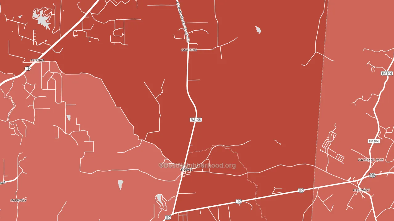 Dodge, TX block-group political-lean map