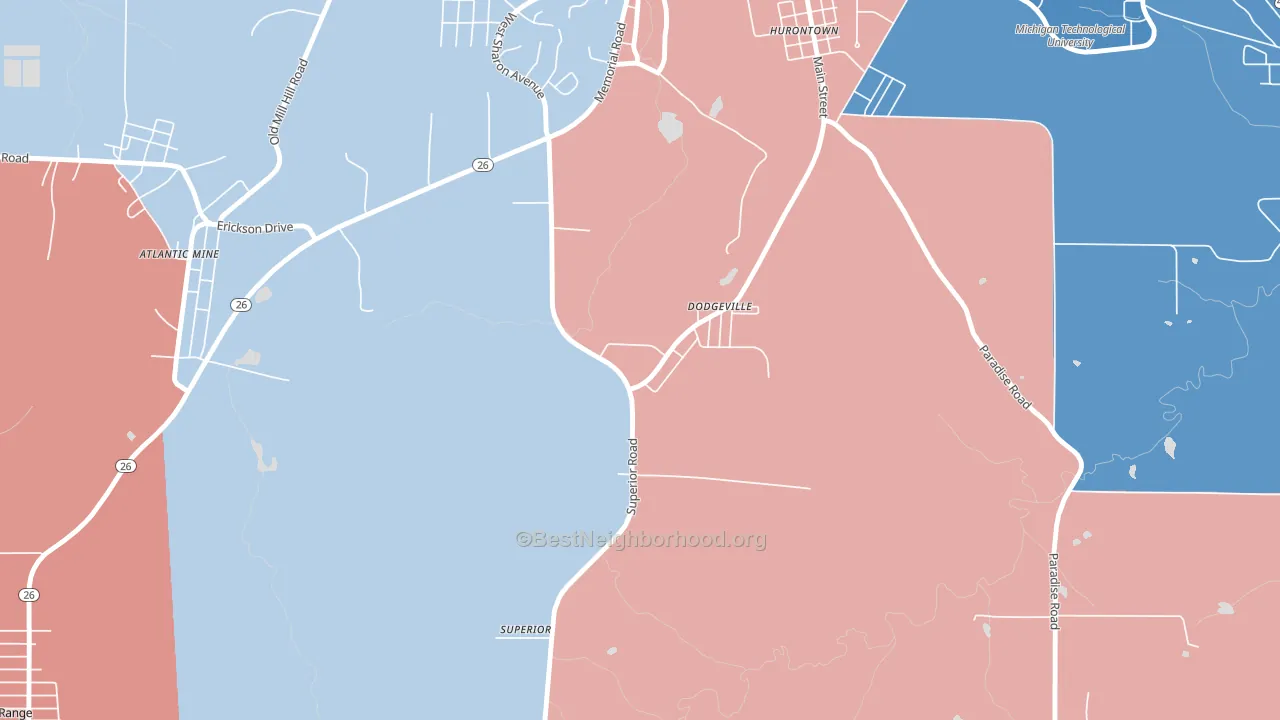 Dodgeville, MI block-group political-lean map