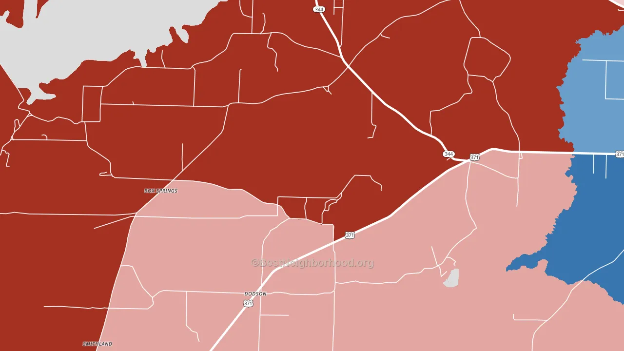 Dodson, AR block-group political-lean map