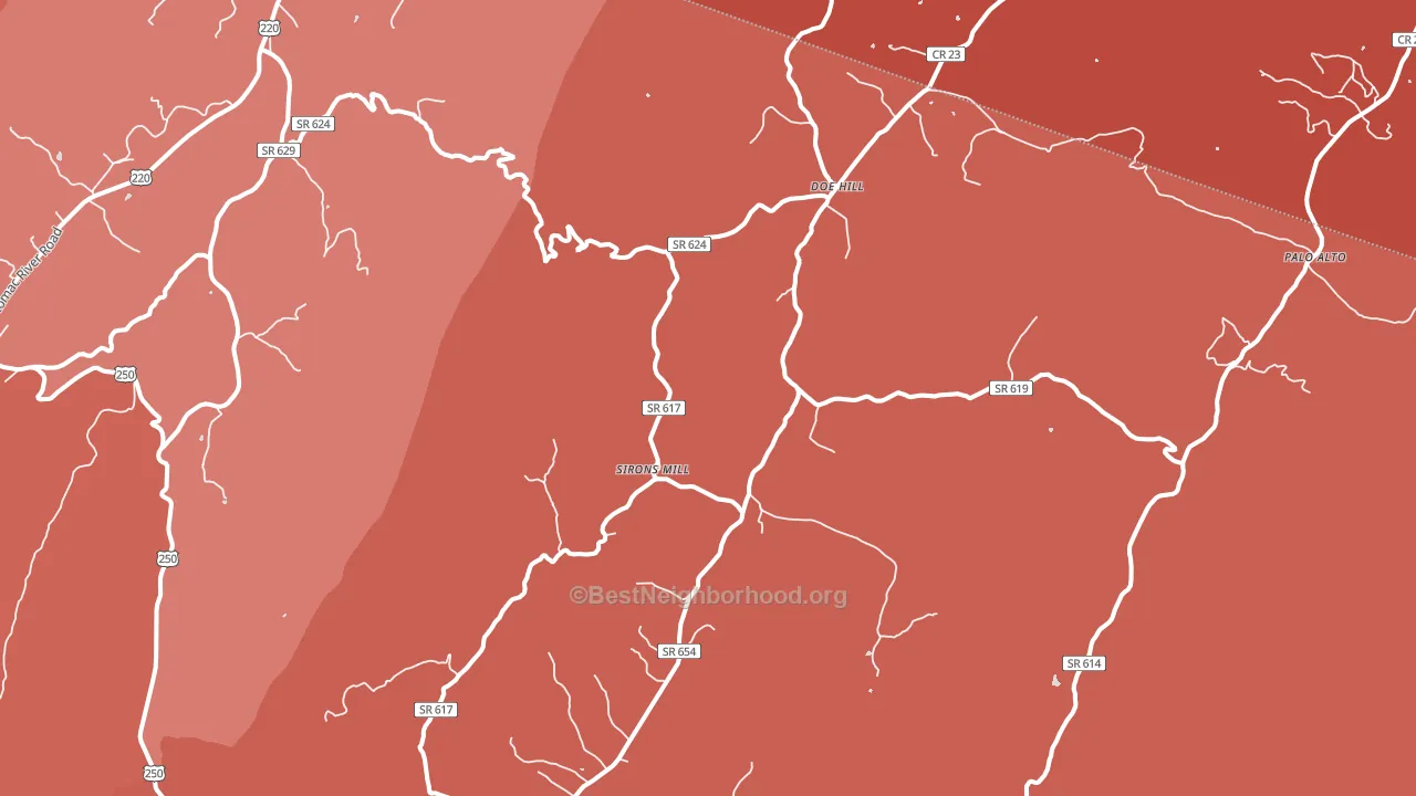 Doe Hill, VA block-group political-lean map