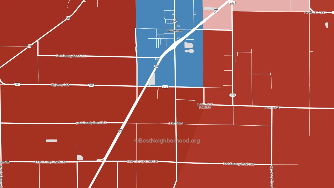 Dogwood, AR block-group political-lean map