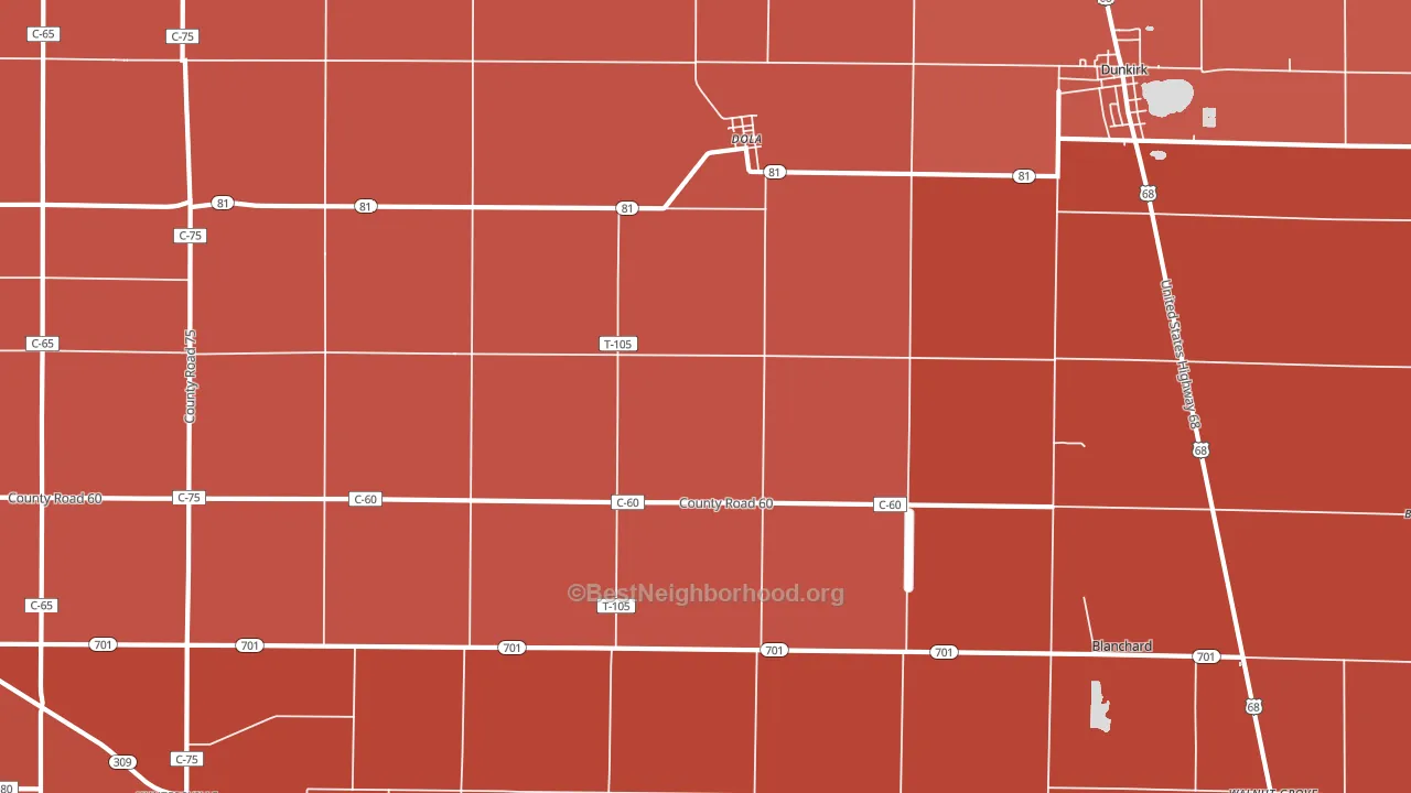 Dola, OH block-group political-lean map