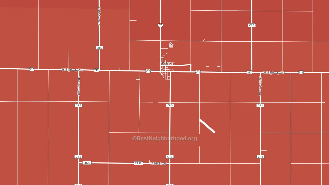 Doland, SD block-group political-lean map