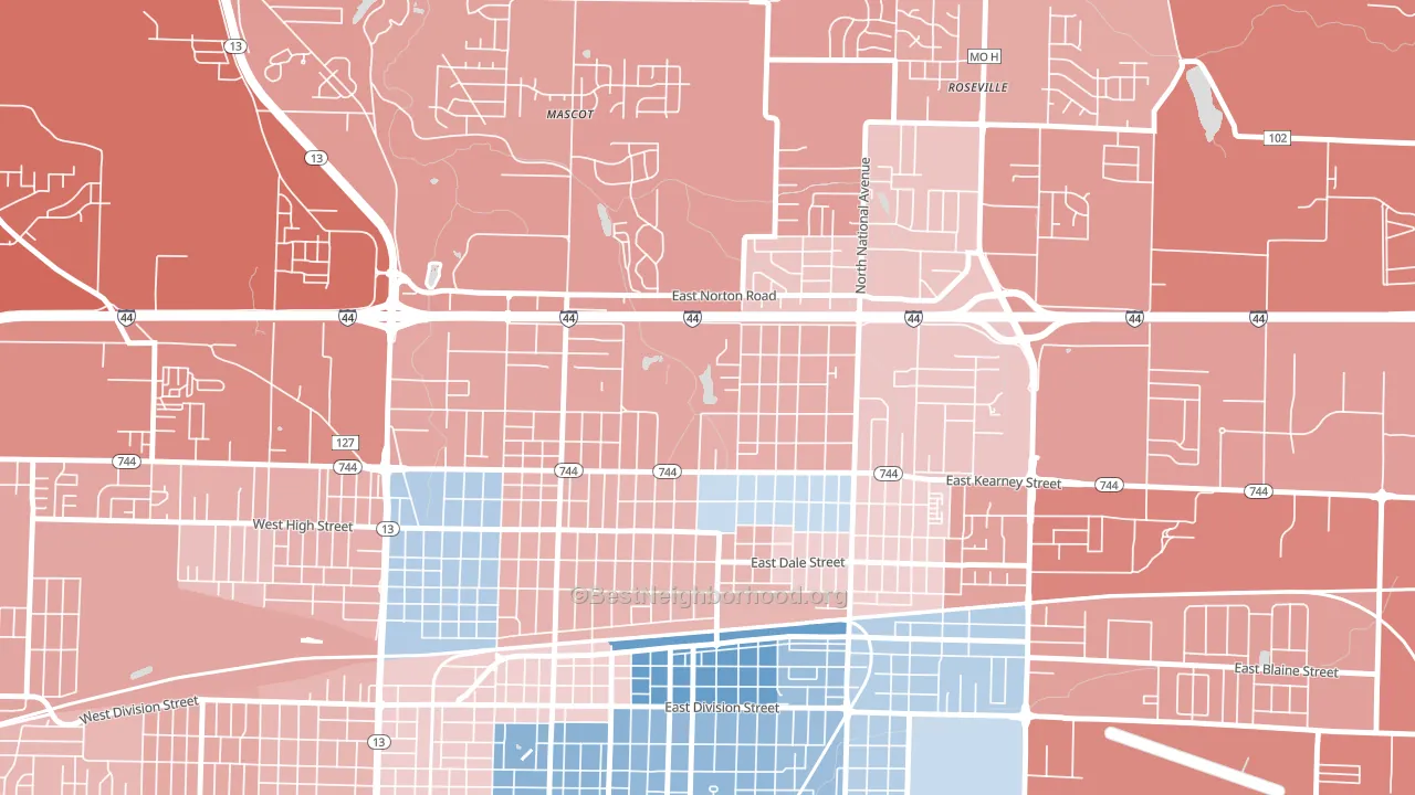 Doling, Springfield, MO block-group political-lean map