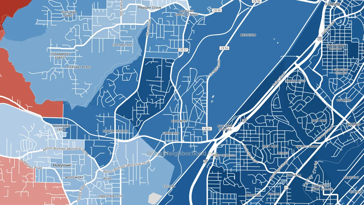 Dolomite, AL block-group political-lean map